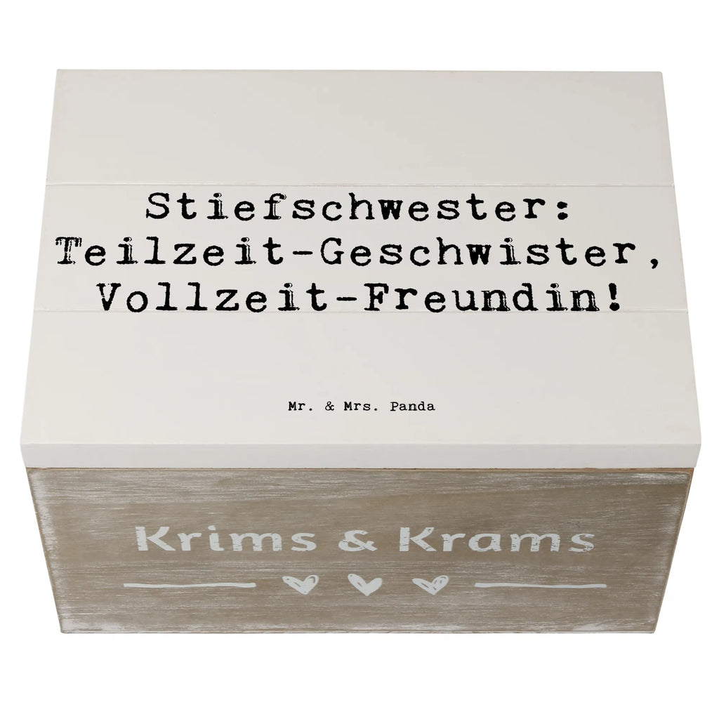 Wooden chest Saying Stiefschwester: Teilzeit-Geschwister, Vollzeit-Freundin! Holzkiste, Aufbewahrungsbox, XXL, Dekokiste, Kiste, Schatulle, Erinnerungsbox, Truhe, Schatzkiste, Geschenkbox, Erinnerungskiste, Geschenkdose, Familie, Vatertag, Muttertag, Bruder, Schwester, Mama, Papa, Oma, Opa