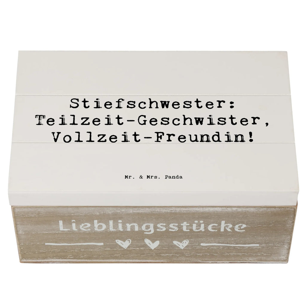 Wooden chest Saying Stiefschwester: Teilzeit-Geschwister, Vollzeit-Freundin! Holzkiste, Aufbewahrungsbox, XXL, Dekokiste, Kiste, Schatulle, Erinnerungsbox, Truhe, Schatzkiste, Geschenkbox, Erinnerungskiste, Geschenkdose, Familie, Vatertag, Muttertag, Bruder, Schwester, Mama, Papa, Oma, Opa