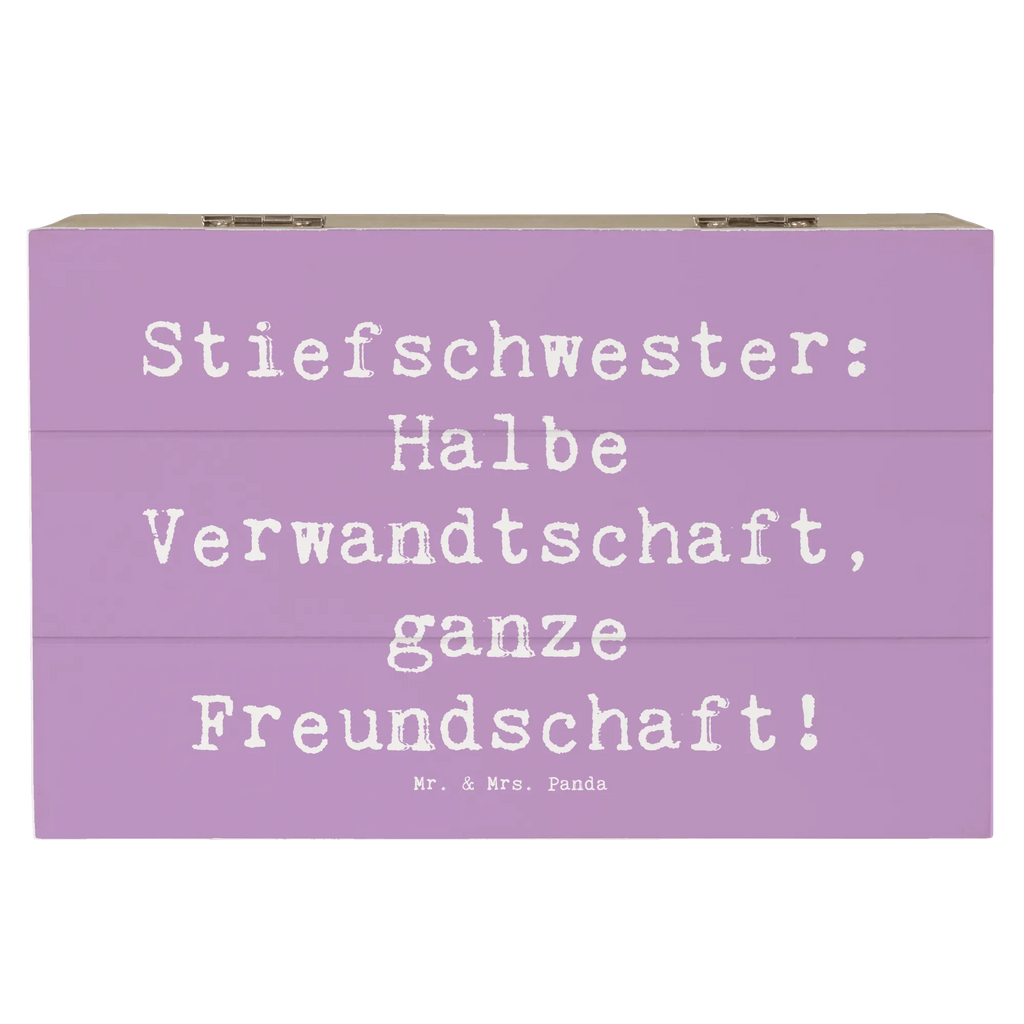 Wooden chest Saying Stiefschwester: Halbe Verwandtschaft, ganze Freundschaft! Geschenkbox, Geschenkdose, Erinnerungsbox, Schatzkiste, Truhe, Kiste, Dekokiste, Erinnerungskiste, Aufbewahrungsbox, Holzkiste, Schatulle, XXL, Familie, Vatertag, Muttertag, Bruder, Schwester, Mama, Papa, Oma, Opa