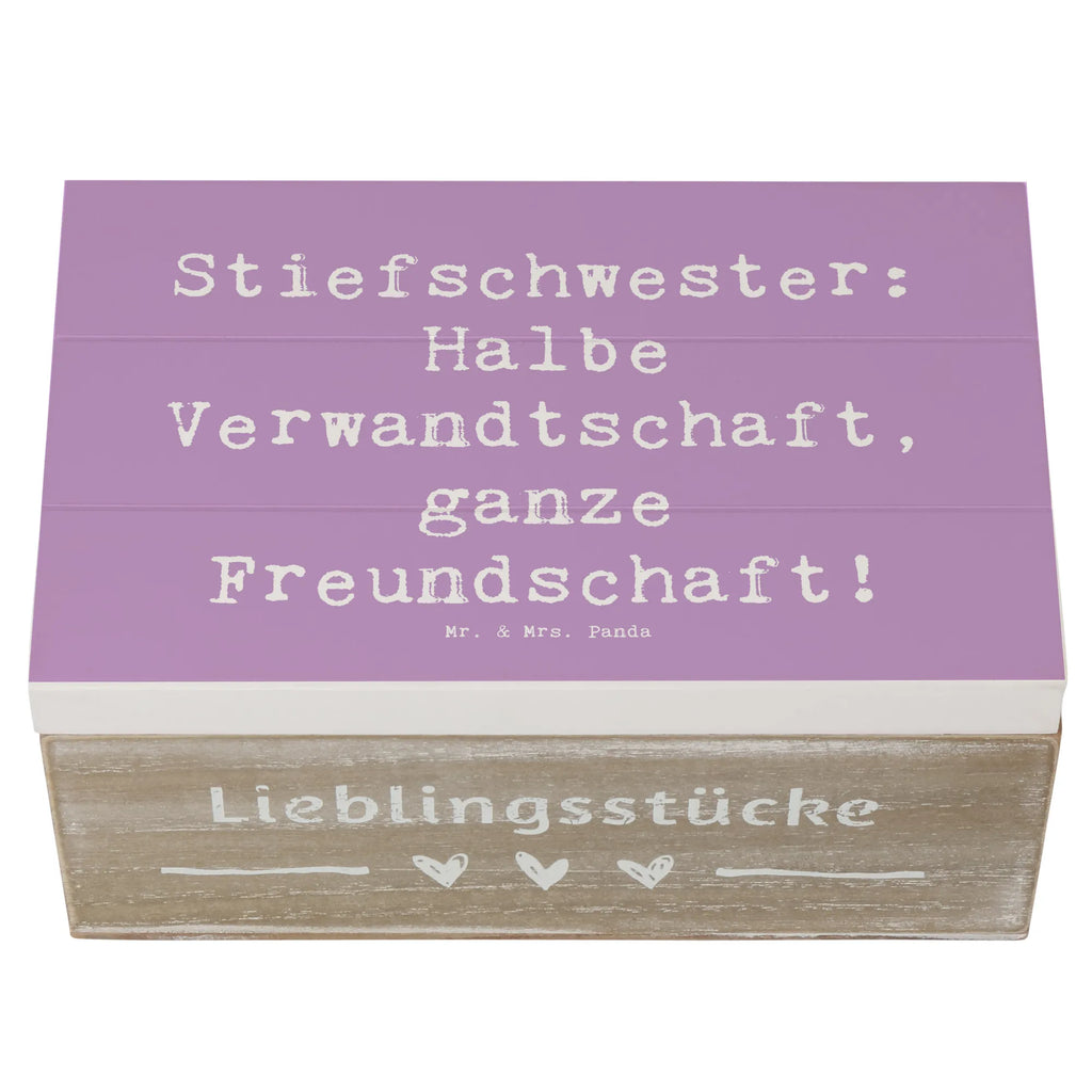 Wooden chest Saying Stiefschwester: Halbe Verwandtschaft, ganze Freundschaft! Geschenkbox, Geschenkdose, Erinnerungsbox, Schatzkiste, Truhe, Kiste, Dekokiste, Erinnerungskiste, Aufbewahrungsbox, Holzkiste, Schatulle, XXL, Familie, Vatertag, Muttertag, Bruder, Schwester, Mama, Papa, Oma, Opa