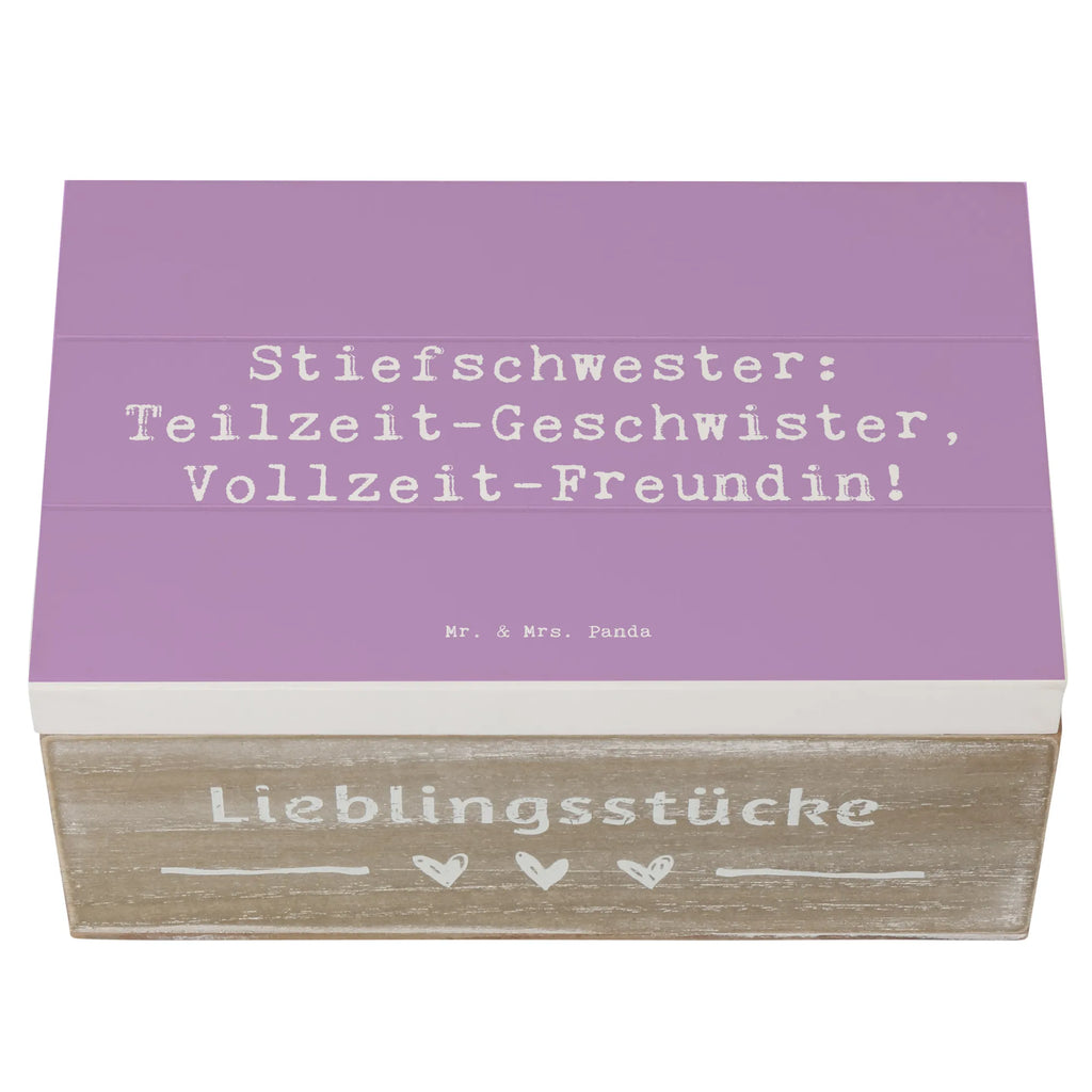 Wooden chest Saying Stiefschwester: Teilzeit-Geschwister, Vollzeit-Freundin! Holzkiste, Aufbewahrungsbox, XXL, Dekokiste, Kiste, Schatulle, Erinnerungsbox, Truhe, Schatzkiste, Geschenkbox, Erinnerungskiste, Geschenkdose, Familie, Vatertag, Muttertag, Bruder, Schwester, Mama, Papa, Oma, Opa