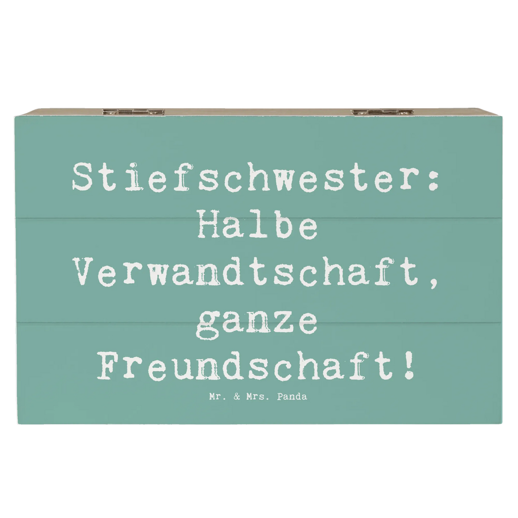 Wooden chest Saying Stiefschwester: Halbe Verwandtschaft, ganze Freundschaft! Geschenkbox, Geschenkdose, Erinnerungsbox, Schatzkiste, Truhe, Kiste, Dekokiste, Erinnerungskiste, Aufbewahrungsbox, Holzkiste, Schatulle, XXL, Familie, Vatertag, Muttertag, Bruder, Schwester, Mama, Papa, Oma, Opa