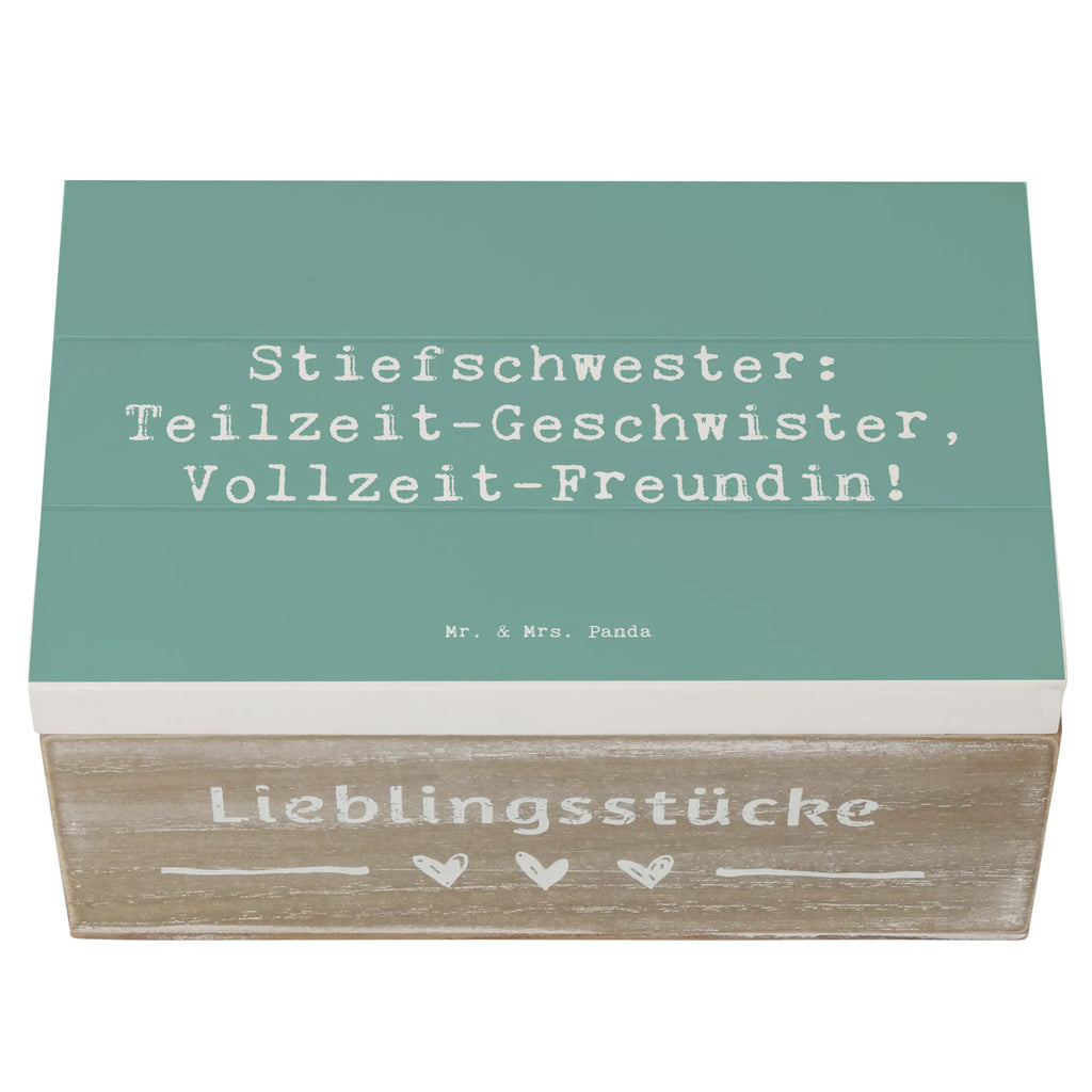 Wooden chest Saying Stiefschwester: Teilzeit-Geschwister, Vollzeit-Freundin! Holzkiste, Aufbewahrungsbox, XXL, Dekokiste, Kiste, Schatulle, Erinnerungsbox, Truhe, Schatzkiste, Geschenkbox, Erinnerungskiste, Geschenkdose, Familie, Vatertag, Muttertag, Bruder, Schwester, Mama, Papa, Oma, Opa