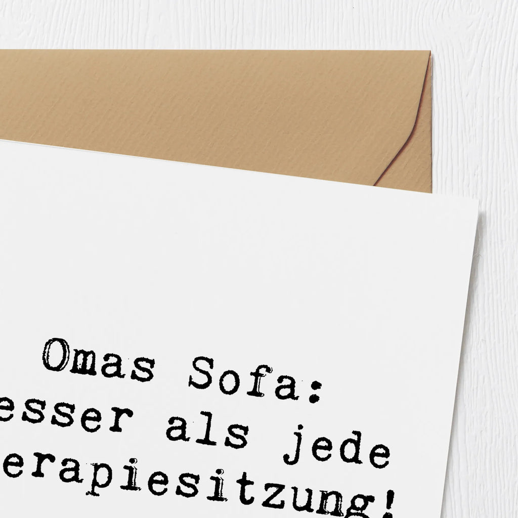 Deluxe Card Saying Omas Sofa: besser als jede Therapiesitzung! Karte, Glückwunschkarte, Einladungskarte, Klappkarte, Hochwertige Klappkarte, Hochzeitskarte, Grußkarte, Geburtstagskarte, Hochwertige Grußkarte, Familie, Vatertag, Muttertag, Bruder, Schwester, Mama, Papa, Oma, Opa