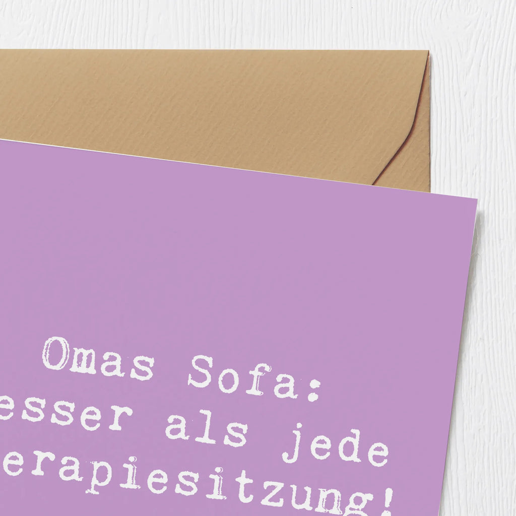 Deluxe Card Saying Omas Sofa: besser als jede Therapiesitzung! Karte, Glückwunschkarte, Einladungskarte, Klappkarte, Hochwertige Klappkarte, Hochzeitskarte, Grußkarte, Geburtstagskarte, Hochwertige Grußkarte, Familie, Vatertag, Muttertag, Bruder, Schwester, Mama, Papa, Oma, Opa