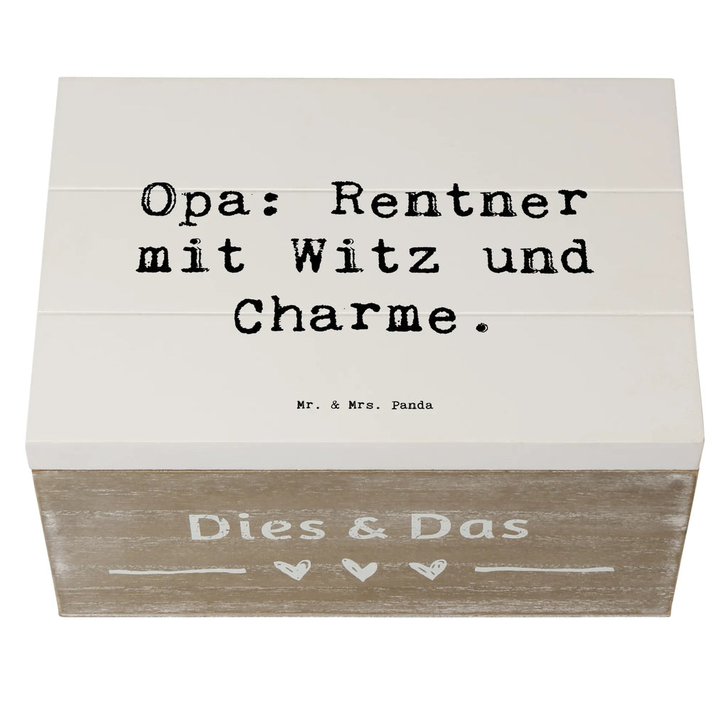 Wooden chest Saying Opa: Rentner mit Witz und Charme. Holzkiste, Geschenkdose, Truhe, Dekokiste, Erinnerungsbox, Erinnerungskiste, Schatulle, XXL, Kiste, Schatzkiste, Geschenkbox, Aufbewahrungsbox, Familie, Vatertag, Muttertag, Bruder, Schwester, Mama, Papa, Oma, Opa
