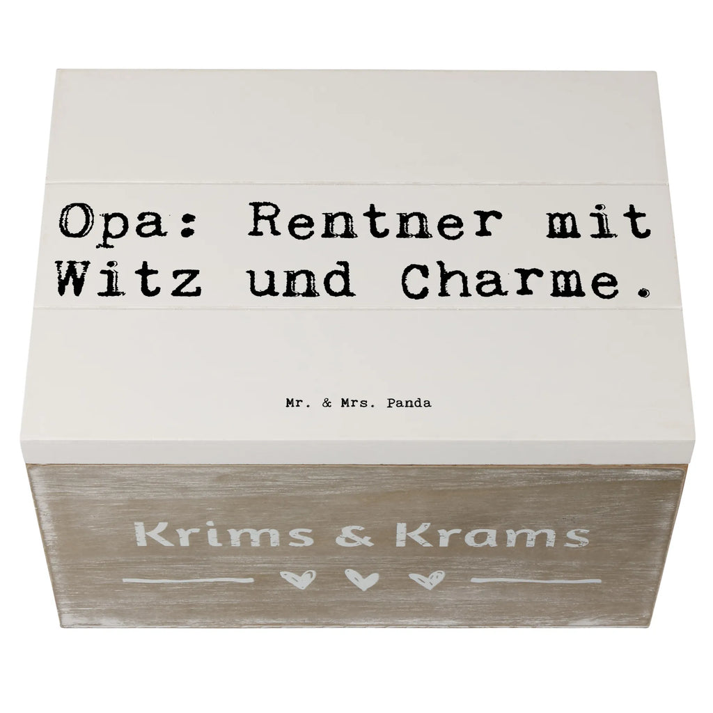 Wooden chest Saying Opa: Rentner mit Witz und Charme. Holzkiste, Geschenkdose, Truhe, Dekokiste, Erinnerungsbox, Erinnerungskiste, Schatulle, XXL, Kiste, Schatzkiste, Geschenkbox, Aufbewahrungsbox, Familie, Vatertag, Muttertag, Bruder, Schwester, Mama, Papa, Oma, Opa