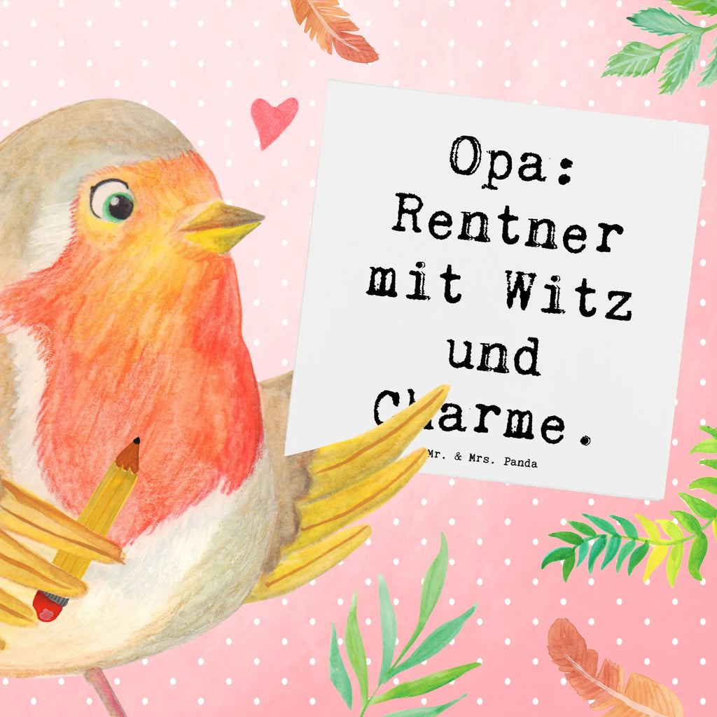 Deluxe Card Saying Opa: Rentner mit Witz und Charme. Hochwertige Klappkarte, Einladungskarte, Geburtstagskarte, Karte, Hochwertige Grußkarte, Klappkarte, Glückwunschkarte, Hochzeitskarte, Grußkarte, Familie, Vatertag, Muttertag, Bruder, Schwester, Mama, Papa, Oma, Opa