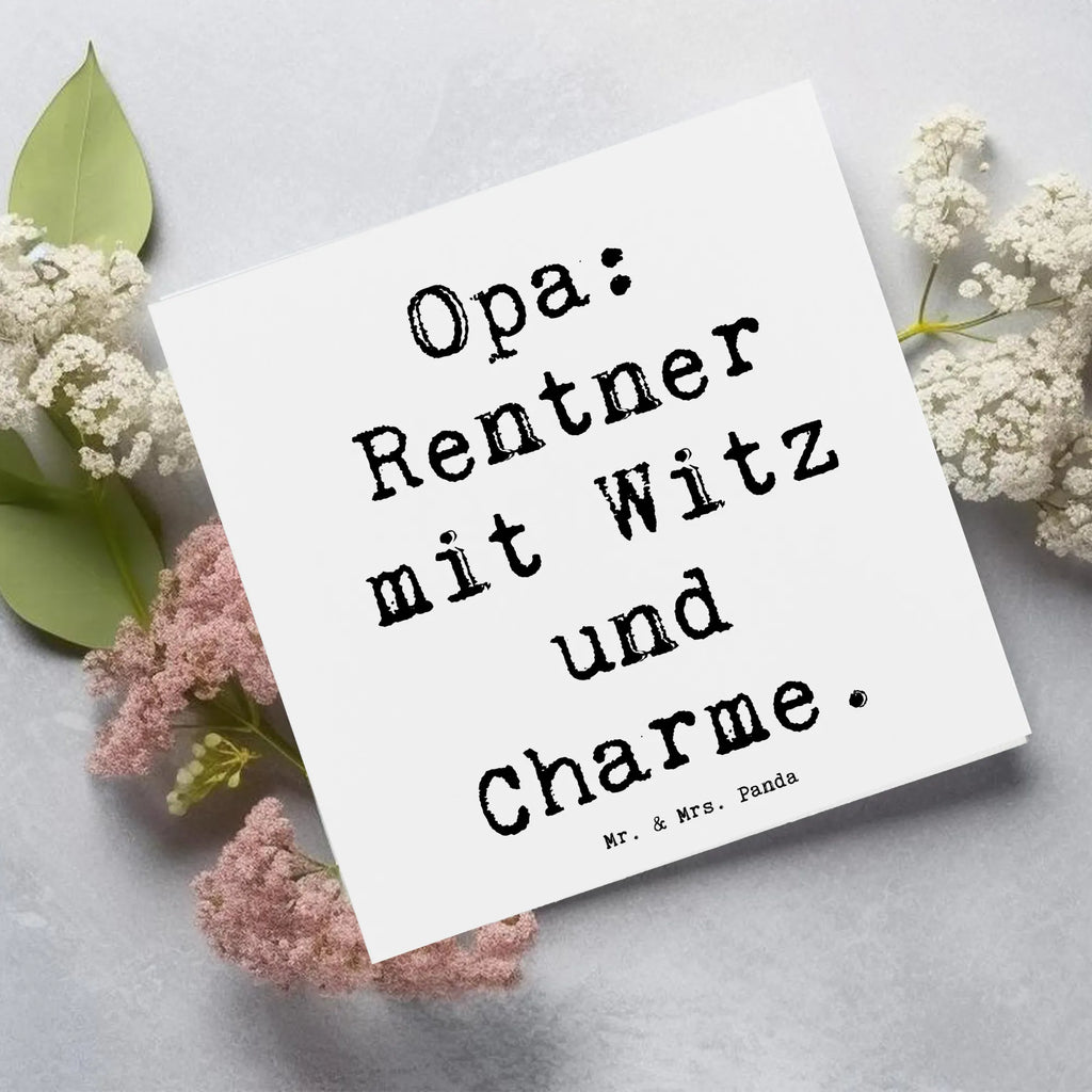 Deluxe Card Saying Opa: Rentner mit Witz und Charme. Hochwertige Klappkarte, Einladungskarte, Geburtstagskarte, Karte, Hochwertige Grußkarte, Klappkarte, Glückwunschkarte, Hochzeitskarte, Grußkarte, Familie, Vatertag, Muttertag, Bruder, Schwester, Mama, Papa, Oma, Opa