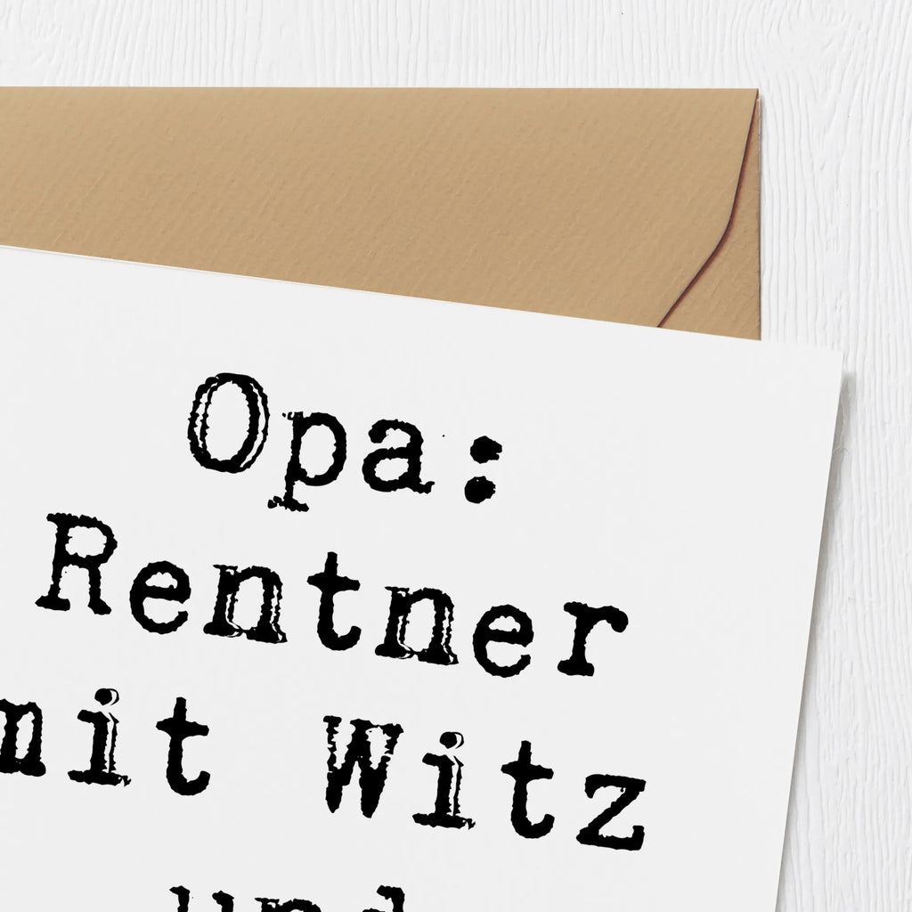 Deluxe Card Saying Opa: Rentner mit Witz und Charme. Hochwertige Klappkarte, Einladungskarte, Geburtstagskarte, Karte, Hochwertige Grußkarte, Klappkarte, Glückwunschkarte, Hochzeitskarte, Grußkarte, Familie, Vatertag, Muttertag, Bruder, Schwester, Mama, Papa, Oma, Opa
