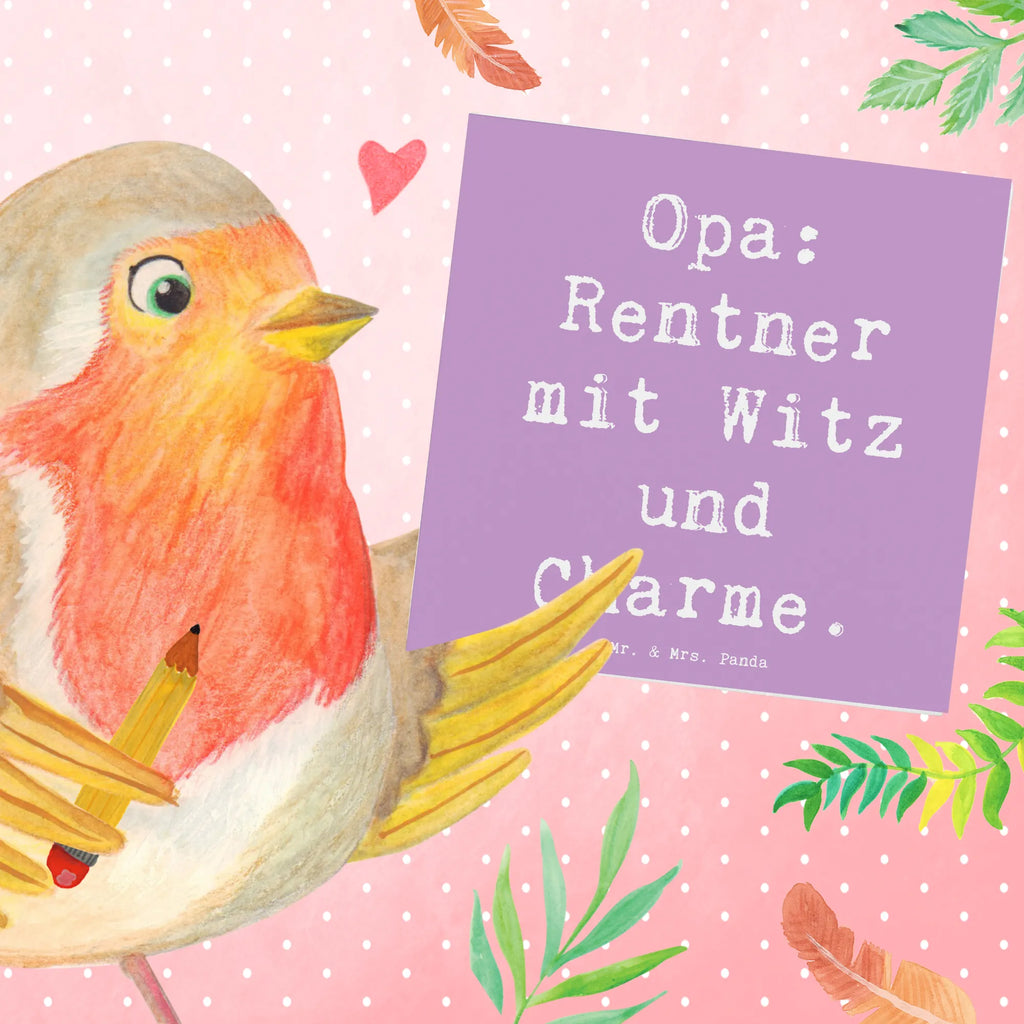 Deluxe Card Saying Opa: Rentner mit Witz und Charme. Hochwertige Klappkarte, Einladungskarte, Geburtstagskarte, Karte, Hochwertige Grußkarte, Klappkarte, Glückwunschkarte, Hochzeitskarte, Grußkarte, Familie, Vatertag, Muttertag, Bruder, Schwester, Mama, Papa, Oma, Opa