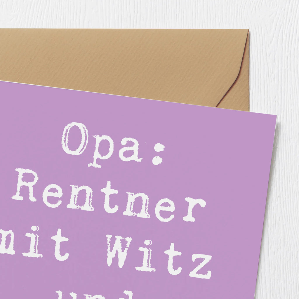 Deluxe Card Saying Opa: Rentner mit Witz und Charme. Hochwertige Klappkarte, Einladungskarte, Geburtstagskarte, Karte, Hochwertige Grußkarte, Klappkarte, Glückwunschkarte, Hochzeitskarte, Grußkarte, Familie, Vatertag, Muttertag, Bruder, Schwester, Mama, Papa, Oma, Opa