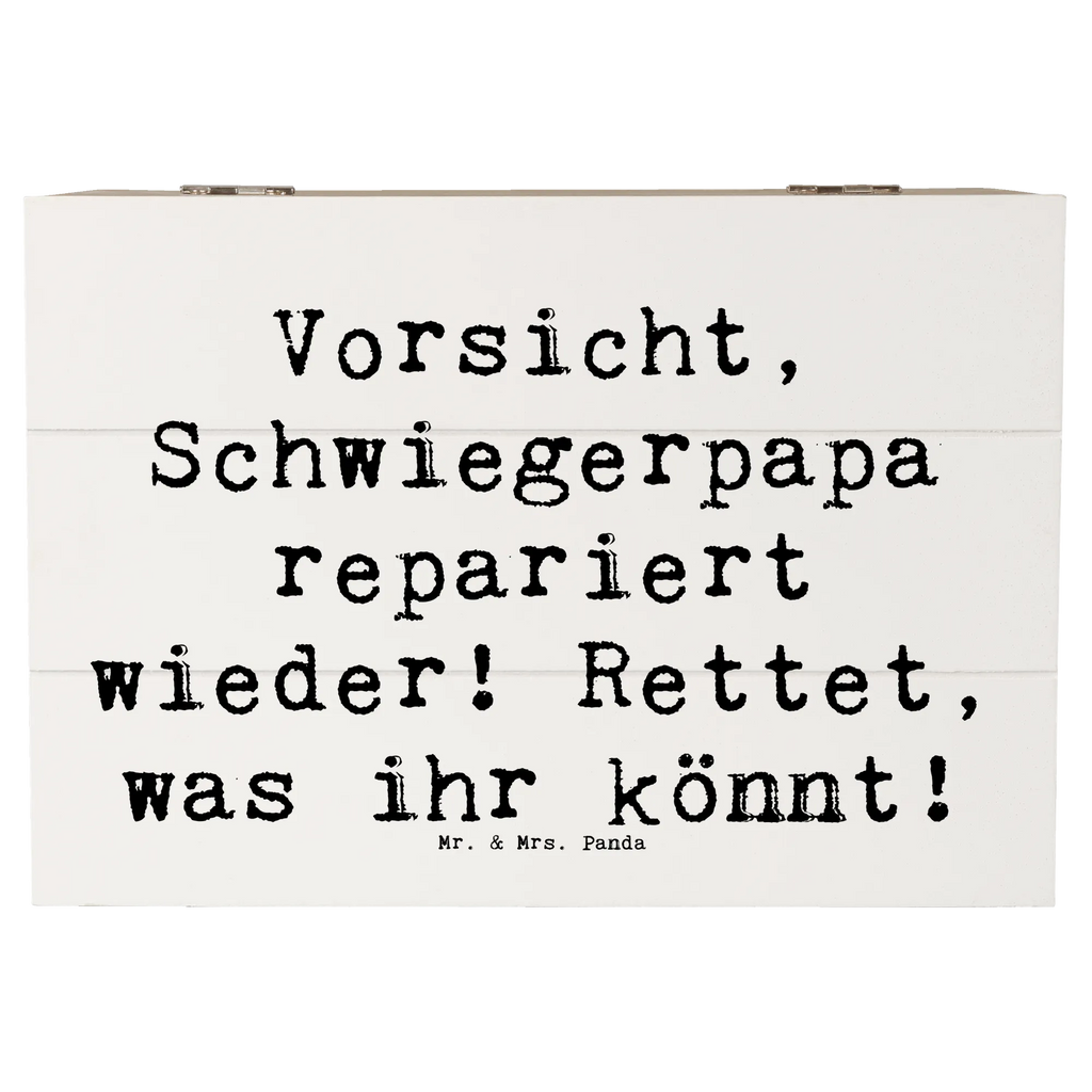 Holzkiste Spruch Schwiegerpapa Repariert Aufbewahrungsbox, Schatulle, XXL, Erinnerungskiste, Geschenkdose, Dekokiste, Erinnerungsbox, Truhe, Kiste, Holzkiste, Schatzkiste, Geschenkbox, Familie, Vatertag, Muttertag, Bruder, Schwester, Mama, Papa, Oma, Opa