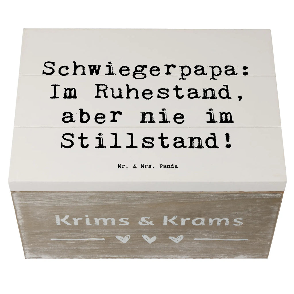 Holzkiste Spruch Schwiegerpapa Ruhestand Kiste, Dekokiste, Truhe, Geschenkdose, XXL, Schatzkiste, Holzkiste, Schatulle, Aufbewahrungsbox, Erinnerungsbox, Erinnerungskiste, Geschenkbox, Familie, Vatertag, Muttertag, Bruder, Schwester, Mama, Papa, Oma, Opa
