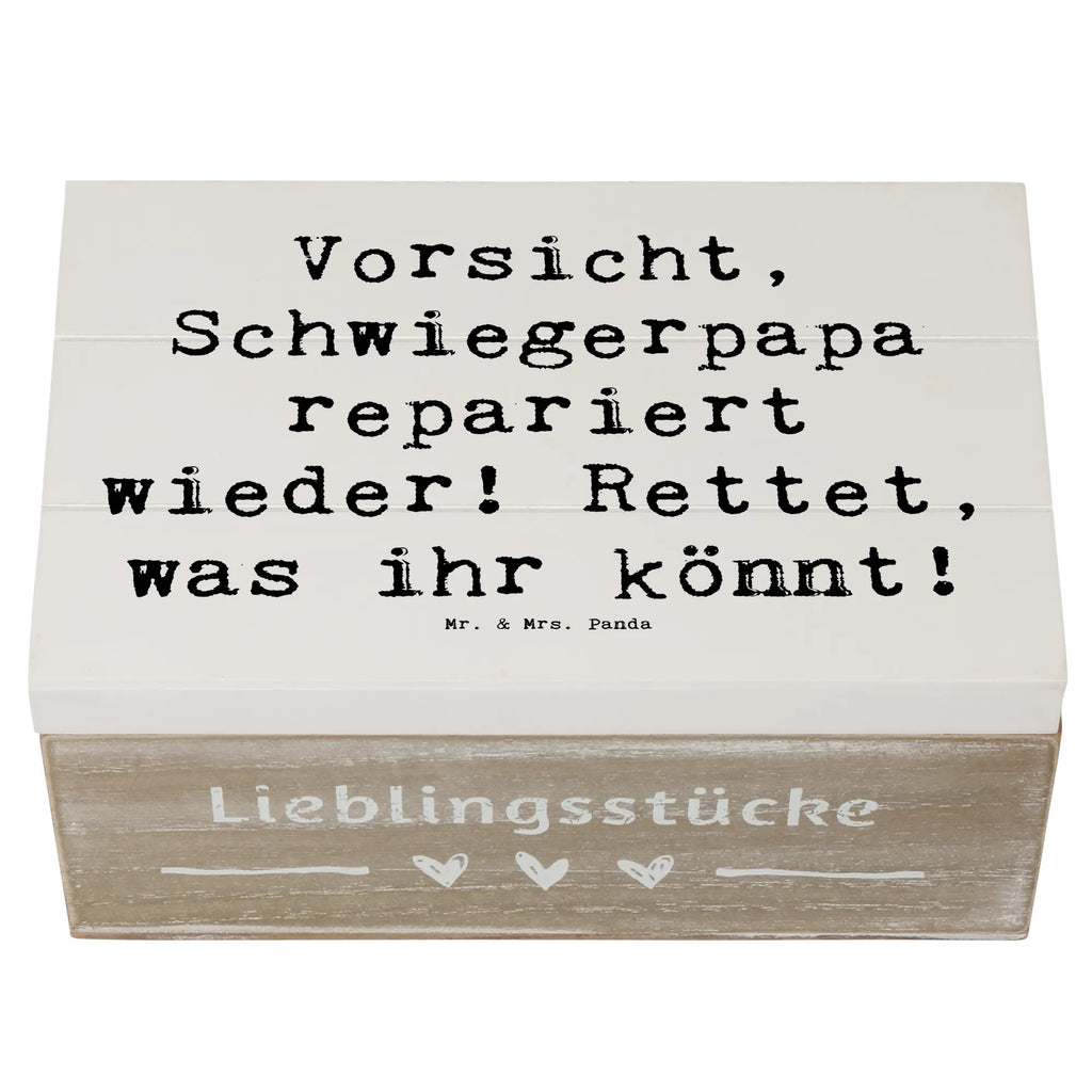 Holzkiste Spruch Schwiegerpapa Repariert Aufbewahrungsbox, Schatulle, XXL, Erinnerungskiste, Geschenkdose, Dekokiste, Erinnerungsbox, Truhe, Kiste, Holzkiste, Schatzkiste, Geschenkbox, Familie, Vatertag, Muttertag, Bruder, Schwester, Mama, Papa, Oma, Opa