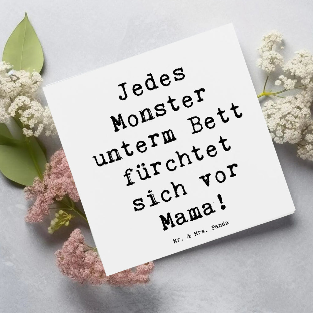 Deluxe Card Saying Jedes Monster unterm Bett fürchtet sich vor Mama! Geburtstagskarte, Glückwunschkarte, Karte, Hochzeitskarte, Hochwertige Klappkarte, Klappkarte, Grußkarte, Hochwertige Grußkarte, Einladungskarte, Familie, Vatertag, Muttertag, Bruder, Schwester, Mama, Papa, Oma, Opa