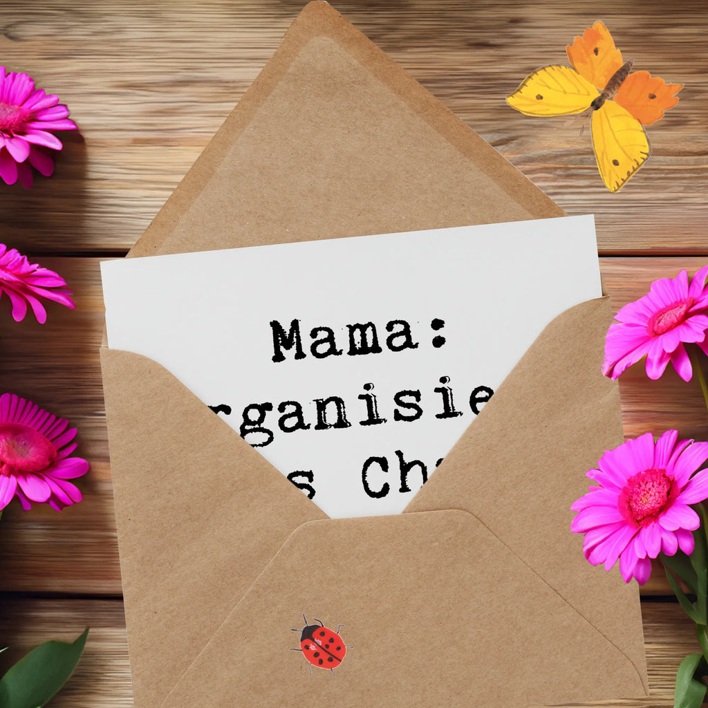 Deluxe Card Saying Mama: Organisiert das Chaos mit einem Lächeln! Geburtstagskarte, Glückwunschkarte, Karte, Hochwertige Grußkarte, Einladungskarte, Hochwertige Klappkarte, Klappkarte, Hochzeitskarte, Grußkarte, Familie, Vatertag, Muttertag, Bruder, Schwester, Mama, Papa, Oma, Opa