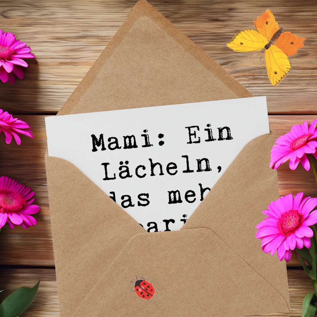 Deluxe Card Saying Mami: Ein Lächeln, das mehr repariert als jedes Werkzeug. Klappkarte, Hochwertige Grußkarte, Karte, Hochzeitskarte, Geburtstagskarte, Einladungskarte, Hochwertige Klappkarte, Grußkarte, Glückwunschkarte, Familie, Vatertag, Muttertag, Bruder, Schwester, Mama, Papa, Oma, Opa