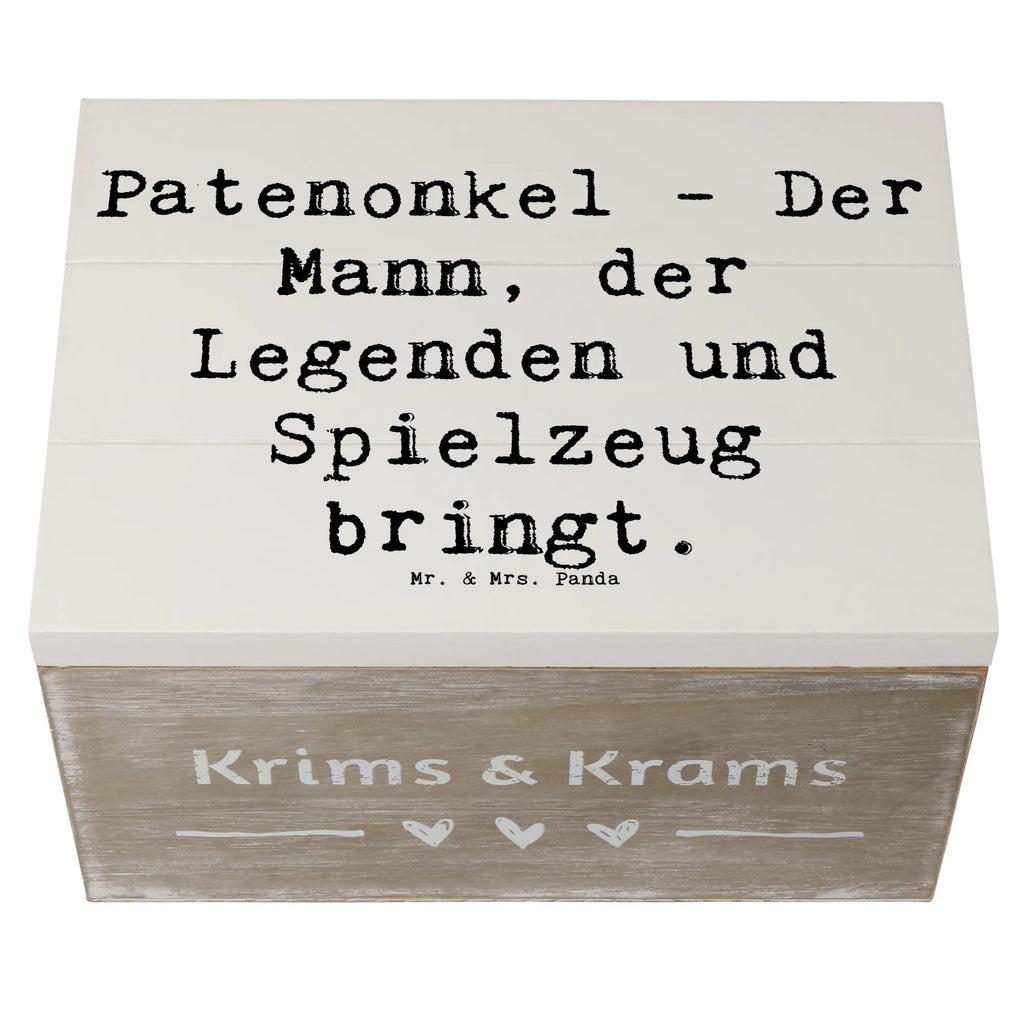 Wooden chest Saying Patenonkel - Der Mann, der Legenden und Spielzeug bringt. Holzkiste, Aufbewahrungsbox, Kiste, Erinnerungskiste, Geschenkdose, Dekokiste, Truhe, Geschenkbox, Schatulle, XXL, Erinnerungsbox, Schatzkiste, Familie, Vatertag, Muttertag, Bruder, Schwester, Mama, Papa, Oma, Opa