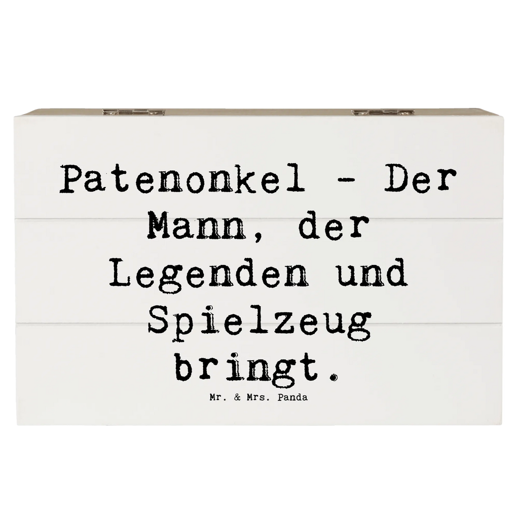 Wooden chest Saying Patenonkel - Der Mann, der Legenden und Spielzeug bringt. Holzkiste, Aufbewahrungsbox, Kiste, Erinnerungskiste, Geschenkdose, Dekokiste, Truhe, Geschenkbox, Schatulle, XXL, Erinnerungsbox, Schatzkiste, Familie, Vatertag, Muttertag, Bruder, Schwester, Mama, Papa, Oma, Opa