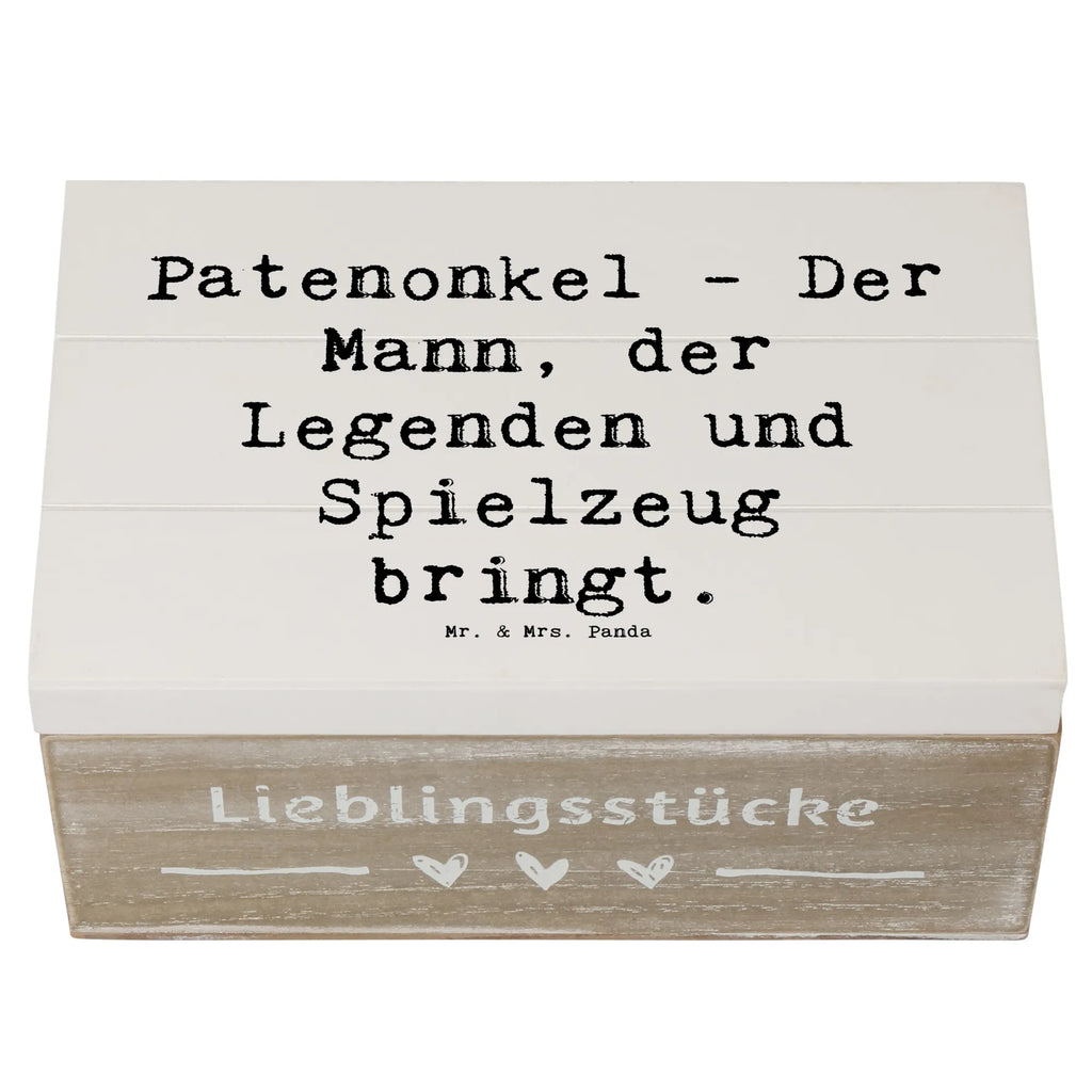 Wooden chest Saying Patenonkel - Der Mann, der Legenden und Spielzeug bringt. Holzkiste, Aufbewahrungsbox, Kiste, Erinnerungskiste, Geschenkdose, Dekokiste, Truhe, Geschenkbox, Schatulle, XXL, Erinnerungsbox, Schatzkiste, Familie, Vatertag, Muttertag, Bruder, Schwester, Mama, Papa, Oma, Opa
