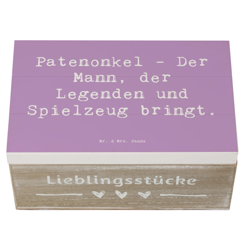 Wooden chest Saying Patenonkel - Der Mann, der Legenden und Spielzeug bringt. Holzkiste, Aufbewahrungsbox, Kiste, Erinnerungskiste, Geschenkdose, Dekokiste, Truhe, Geschenkbox, Schatulle, XXL, Erinnerungsbox, Schatzkiste, Familie, Vatertag, Muttertag, Bruder, Schwester, Mama, Papa, Oma, Opa