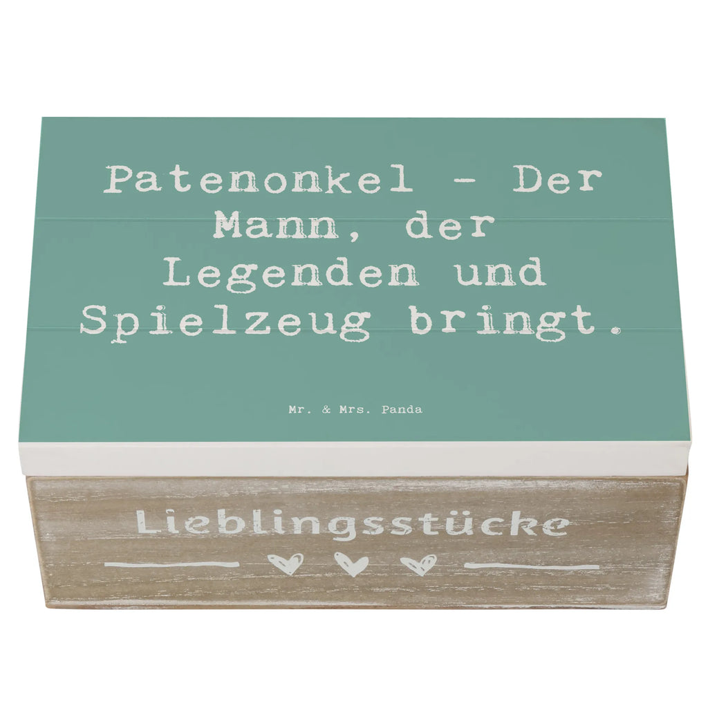 Wooden chest Saying Patenonkel - Der Mann, der Legenden und Spielzeug bringt. Holzkiste, Aufbewahrungsbox, Kiste, Erinnerungskiste, Geschenkdose, Dekokiste, Truhe, Geschenkbox, Schatulle, XXL, Erinnerungsbox, Schatzkiste, Familie, Vatertag, Muttertag, Bruder, Schwester, Mama, Papa, Oma, Opa