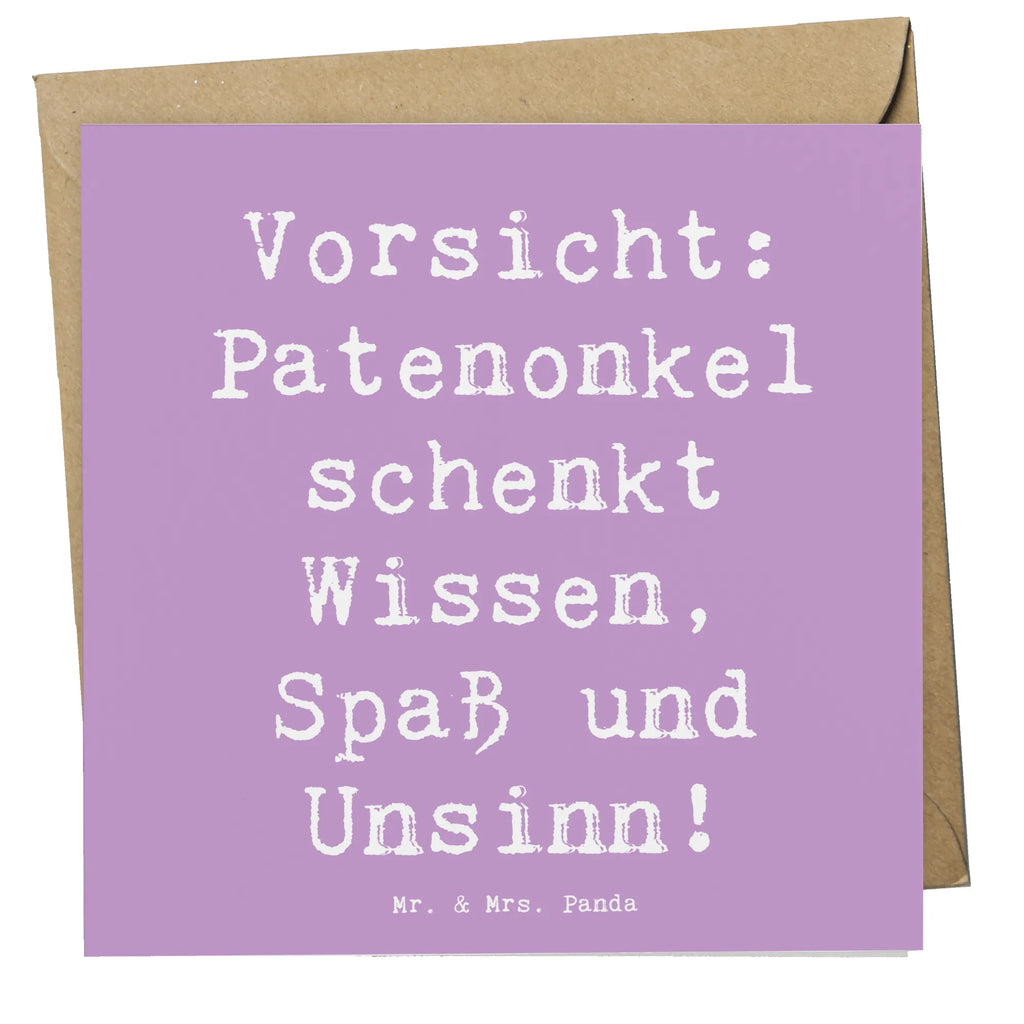 Deluxe Card Saying Vorsicht: Patenonkel schenkt Wissen, Spaß und Unsinn! Karte, Geburtstagskarte, Glückwunschkarte, Einladungskarte, Grußkarte, Hochwertige Grußkarte, Klappkarte, Hochzeitskarte, Hochwertige Klappkarte, Familie, Vatertag, Muttertag, Bruder, Schwester, Mama, Papa, Oma, Opa