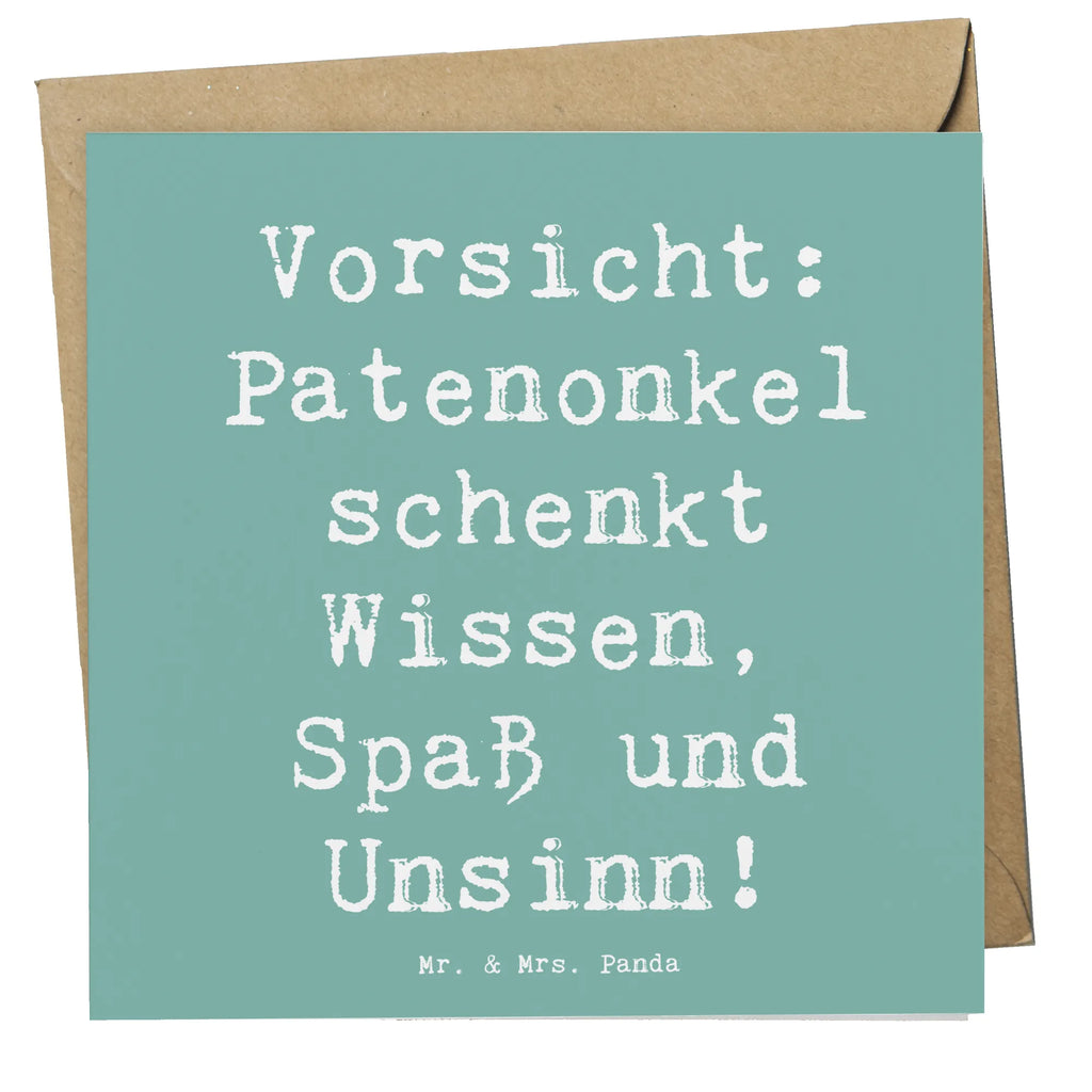 Deluxe Card Saying Vorsicht: Patenonkel schenkt Wissen, Spaß und Unsinn! Karte, Geburtstagskarte, Glückwunschkarte, Einladungskarte, Grußkarte, Hochwertige Grußkarte, Klappkarte, Hochzeitskarte, Hochwertige Klappkarte, Familie, Vatertag, Muttertag, Bruder, Schwester, Mama, Papa, Oma, Opa