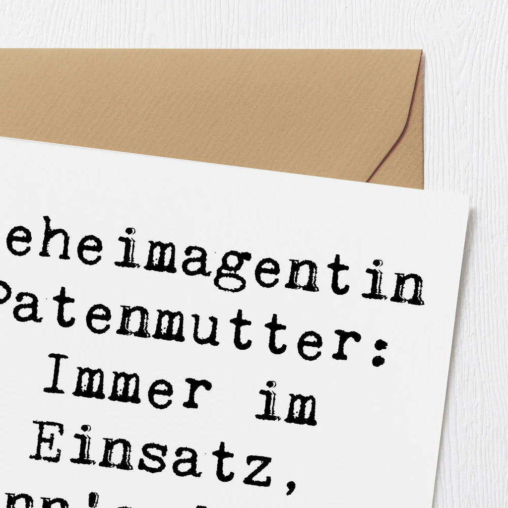 Deluxe Karte Spruch Geheimagentin Patenmutter Einladungskarte, Grußkarte, Hochwertige Klappkarte, Geburtstagskarte, Karte, Glückwunschkarte, Klappkarte, Hochwertige Grußkarte, Hochzeitskarte, Familie, Vatertag, Muttertag, Bruder, Schwester, Mama, Papa, Oma, Opa
