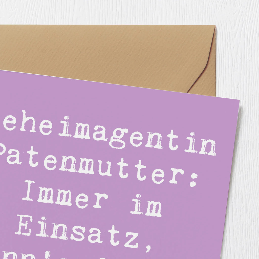 Deluxe Karte Spruch Geheimagentin Patenmutter Einladungskarte, Grußkarte, Hochwertige Klappkarte, Geburtstagskarte, Karte, Glückwunschkarte, Klappkarte, Hochwertige Grußkarte, Hochzeitskarte, Familie, Vatertag, Muttertag, Bruder, Schwester, Mama, Papa, Oma, Opa