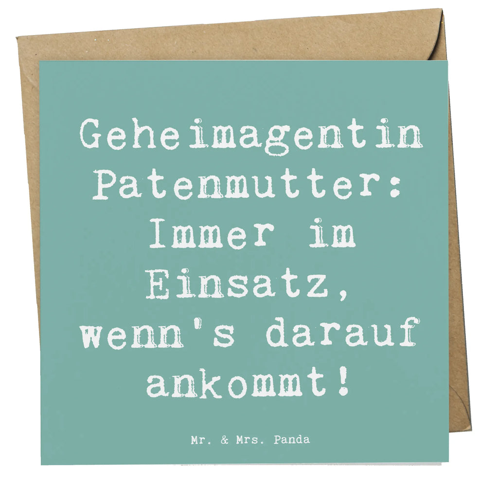 Deluxe Karte Spruch Geheimagentin Patenmutter Einladungskarte, Grußkarte, Hochwertige Klappkarte, Geburtstagskarte, Karte, Glückwunschkarte, Klappkarte, Hochwertige Grußkarte, Hochzeitskarte, Familie, Vatertag, Muttertag, Bruder, Schwester, Mama, Papa, Oma, Opa