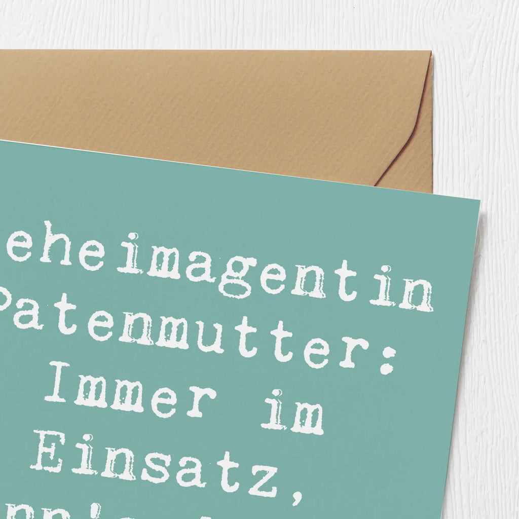 Deluxe Karte Spruch Geheimagentin Patenmutter Einladungskarte, Grußkarte, Hochwertige Klappkarte, Geburtstagskarte, Karte, Glückwunschkarte, Klappkarte, Hochwertige Grußkarte, Hochzeitskarte, Familie, Vatertag, Muttertag, Bruder, Schwester, Mama, Papa, Oma, Opa