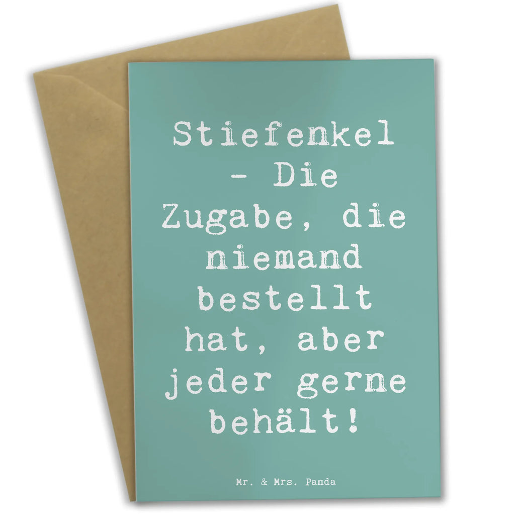 Greetings card Saying Stiefenkel - Die Zugabe, die niemand bestellt hat, aber jeder gerne behält! Grußkarte, Klappkarte, Einladungskarte, Glückwunschkarte, Hochzeitskarte, Geburtstagskarte, Karte, Ansichtskarten, Familie, Vatertag, Muttertag, Bruder, Schwester, Mama, Papa, Oma, Opa