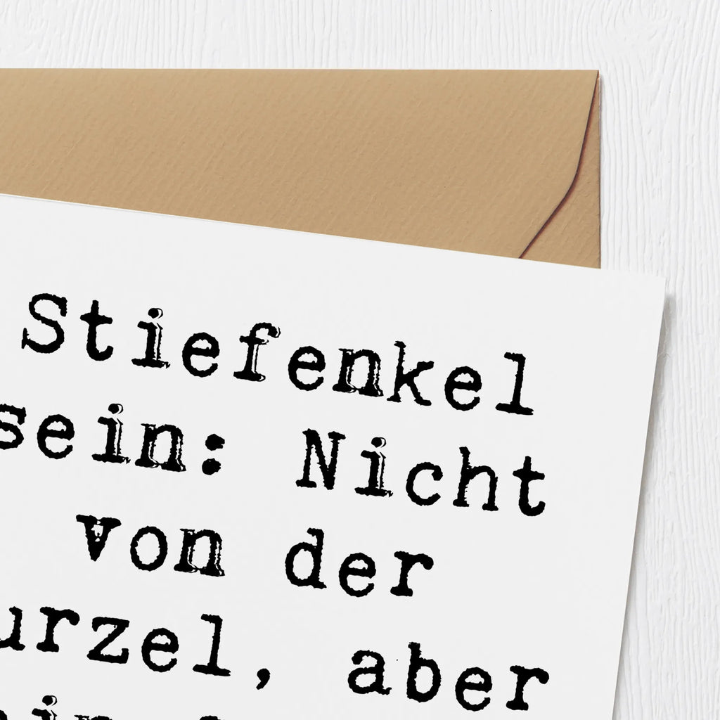 Deluxe Karte Spruch Stiefenkel Grußkarte, Karte, Hochwertige Grußkarte, Einladungskarte, Glückwunschkarte, Hochzeitskarte, Geburtstagskarte, Hochwertige Klappkarte, Klappkarte, Familie, Vatertag, Muttertag, Bruder, Schwester, Mama, Papa, Oma, Opa