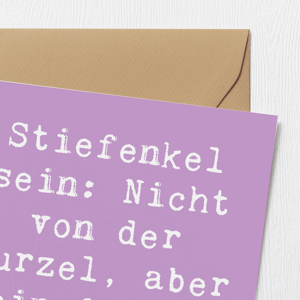 Deluxe Karte Spruch Stiefenkel Grußkarte, Karte, Hochwertige Grußkarte, Einladungskarte, Glückwunschkarte, Hochzeitskarte, Geburtstagskarte, Hochwertige Klappkarte, Klappkarte, Familie, Vatertag, Muttertag, Bruder, Schwester, Mama, Papa, Oma, Opa