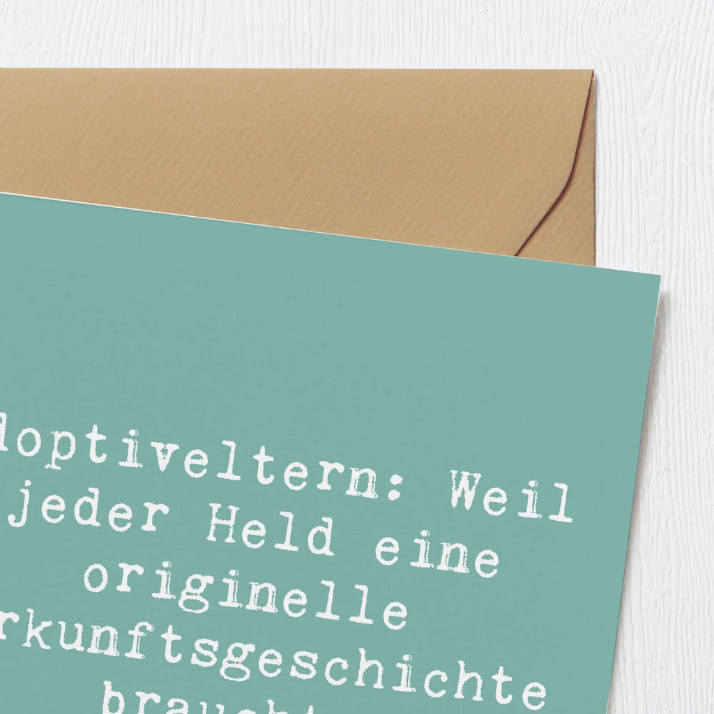 Deluxe Karte Spruch Adoptiveltern Helden Hochwertige Grußkarte, Klappkarte, Geburtstagskarte, Hochzeitskarte, Einladungskarte, Karte, Glückwunschkarte, Hochwertige Klappkarte, Grußkarte, Familie, Vatertag, Muttertag, Bruder, Schwester, Mama, Papa, Oma, Opa