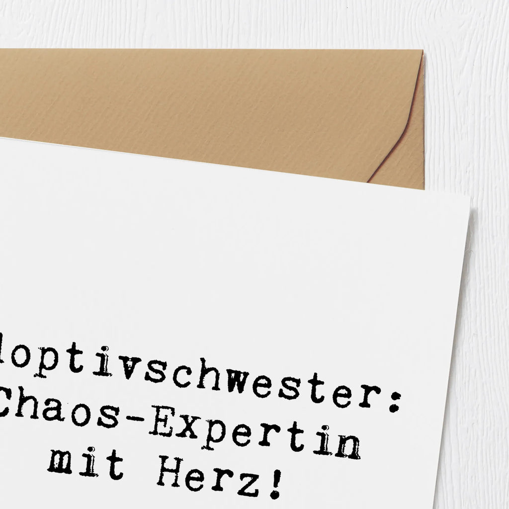 Deluxe Card Saying Adoptivschwester: Chaos-Expertin mit Herz! Hochwertige Grußkarte, Hochzeitskarte, Karte, Einladungskarte, Geburtstagskarte, Hochwertige Klappkarte, Grußkarte, Glückwunschkarte, Klappkarte, Familie, Vatertag, Muttertag, Bruder, Schwester, Mama, Papa, Oma, Opa