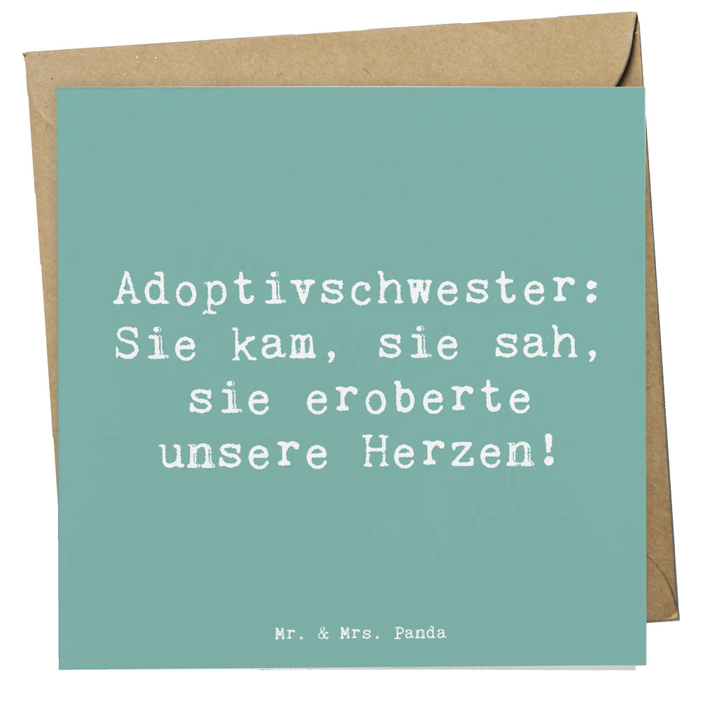 Deluxe Card Saying Adoptivschwester: Sie kam, sie sah, sie eroberte unsere Herzen! Hochwertige Grußkarte, Geburtstagskarte, Grußkarte, Klappkarte, Einladungskarte, Karte, Glückwunschkarte, Hochwertige Klappkarte, Hochzeitskarte, Familie, Vatertag, Muttertag, Bruder, Schwester, Mama, Papa, Oma, Opa