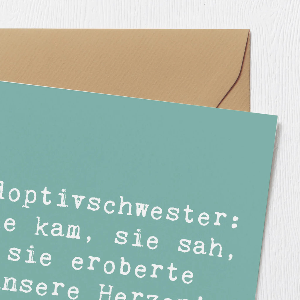 Deluxe Card Saying Adoptivschwester: Sie kam, sie sah, sie eroberte unsere Herzen! Hochwertige Grußkarte, Geburtstagskarte, Grußkarte, Klappkarte, Einladungskarte, Karte, Glückwunschkarte, Hochwertige Klappkarte, Hochzeitskarte, Familie, Vatertag, Muttertag, Bruder, Schwester, Mama, Papa, Oma, Opa