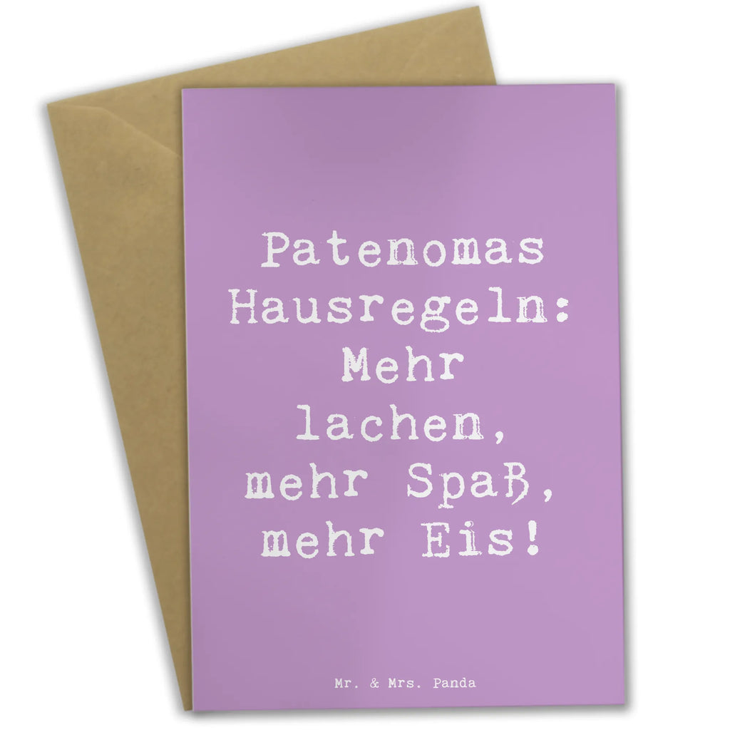 Greetings card Saying Patenomas Hausregeln: Mehr lachen, mehr Spaß, mehr Eis! Grußkarte, Klappkarte, Einladungskarte, Glückwunschkarte, Hochzeitskarte, Geburtstagskarte, Karte, Ansichtskarten, Familie, Vatertag, Muttertag, Bruder, Schwester, Mama, Papa, Oma, Opa