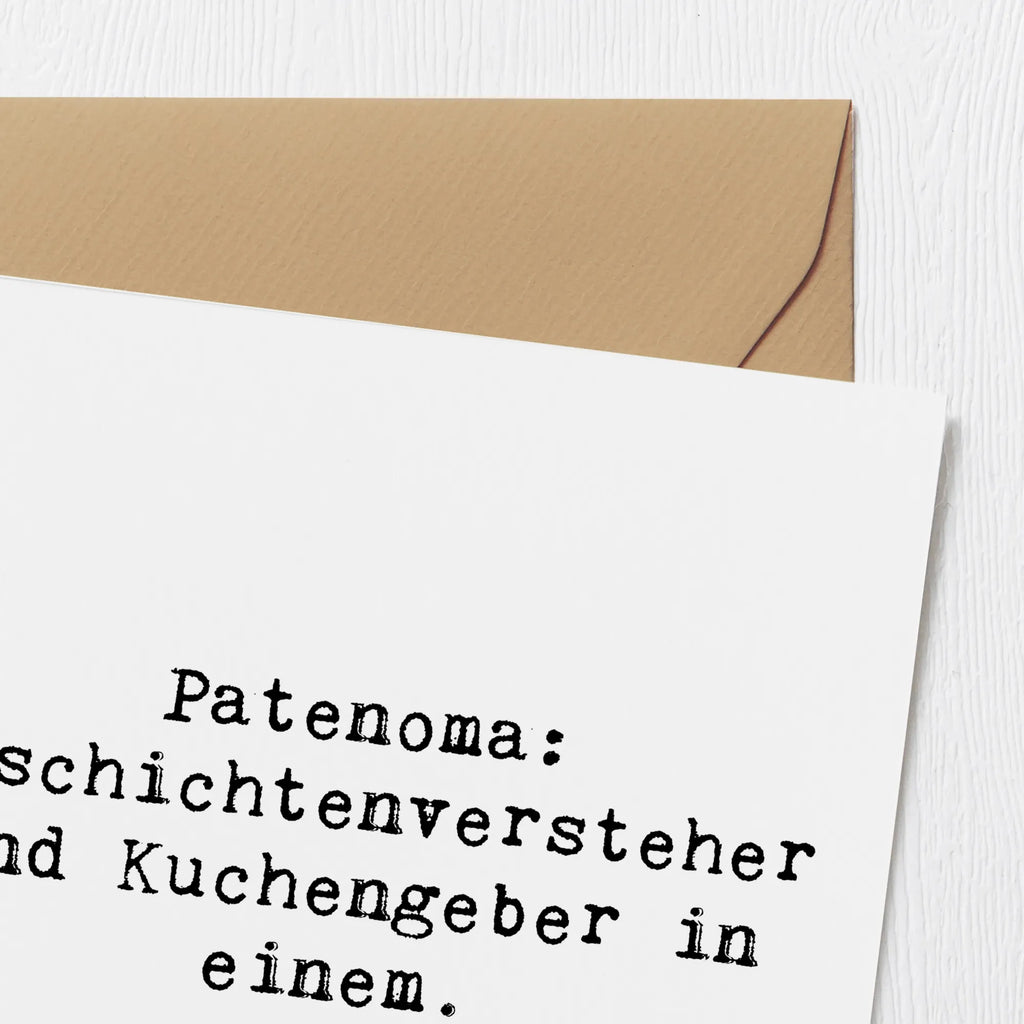 Deluxe Card Saying Patenoma: Geschichtenversteher und Kuchengeber in einem. Geburtstagskarte, Glückwunschkarte, Hochwertige Grußkarte, Hochwertige Klappkarte, Karte, Einladungskarte, Grußkarte, Klappkarte, Hochzeitskarte, Familie, Vatertag, Muttertag, Bruder, Schwester, Mama, Papa, Oma, Opa