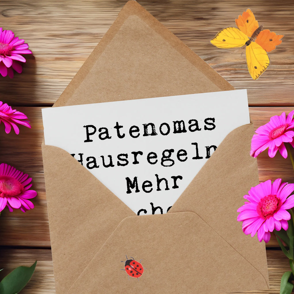 Deluxe Karte Spruch Patenoma Hausregeln Karte, Hochwertige Klappkarte, Klappkarte, Geburtstagskarte, Einladungskarte, Glückwunschkarte, Hochzeitskarte, Grußkarte, Hochwertige Grußkarte, Familie, Vatertag, Muttertag, Bruder, Schwester, Mama, Papa, Oma, Opa