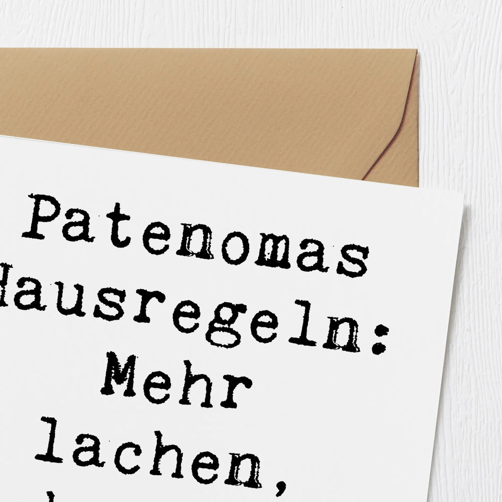Deluxe Karte Spruch Patenoma Hausregeln Karte, Hochwertige Klappkarte, Klappkarte, Geburtstagskarte, Einladungskarte, Glückwunschkarte, Hochzeitskarte, Grußkarte, Hochwertige Grußkarte, Familie, Vatertag, Muttertag, Bruder, Schwester, Mama, Papa, Oma, Opa