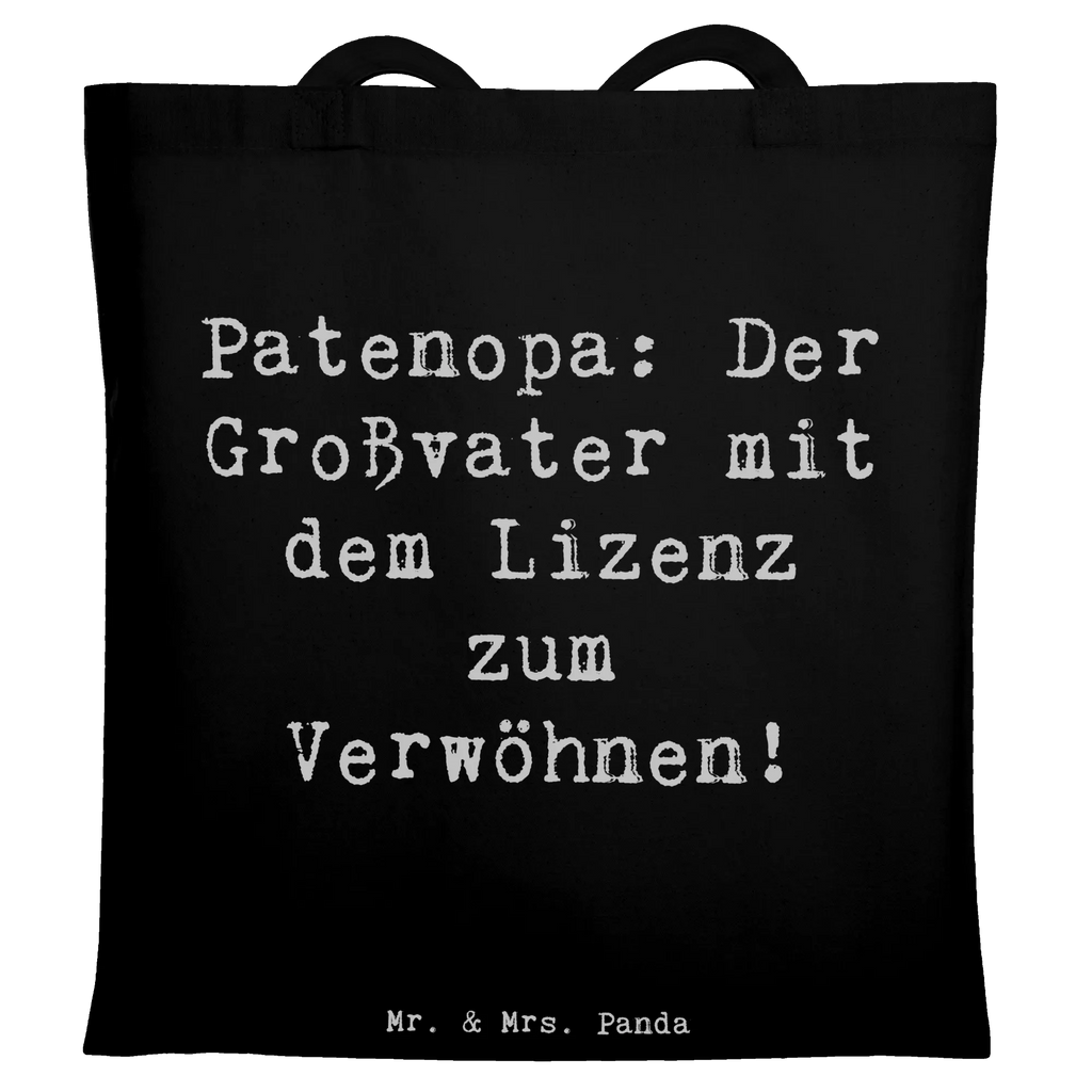 Tote bag Saying Patenopa: Der Großvater mit dem Lizenz zum Verwöhnen! Stoffbeutel, Umhängetasche, Badetasche, Jutetasche, Beuteltasche, Shopper, Tasche, Einkaufstasche, Jutebeutel, Strandtasche, Stofftasche, Laptoptasche, Beutel, Einkaufstüte, Schultertasche, Tragetasche, Familie, Vatertag, Muttertag, Bruder, Schwester, Mama, Papa, Oma, Opa