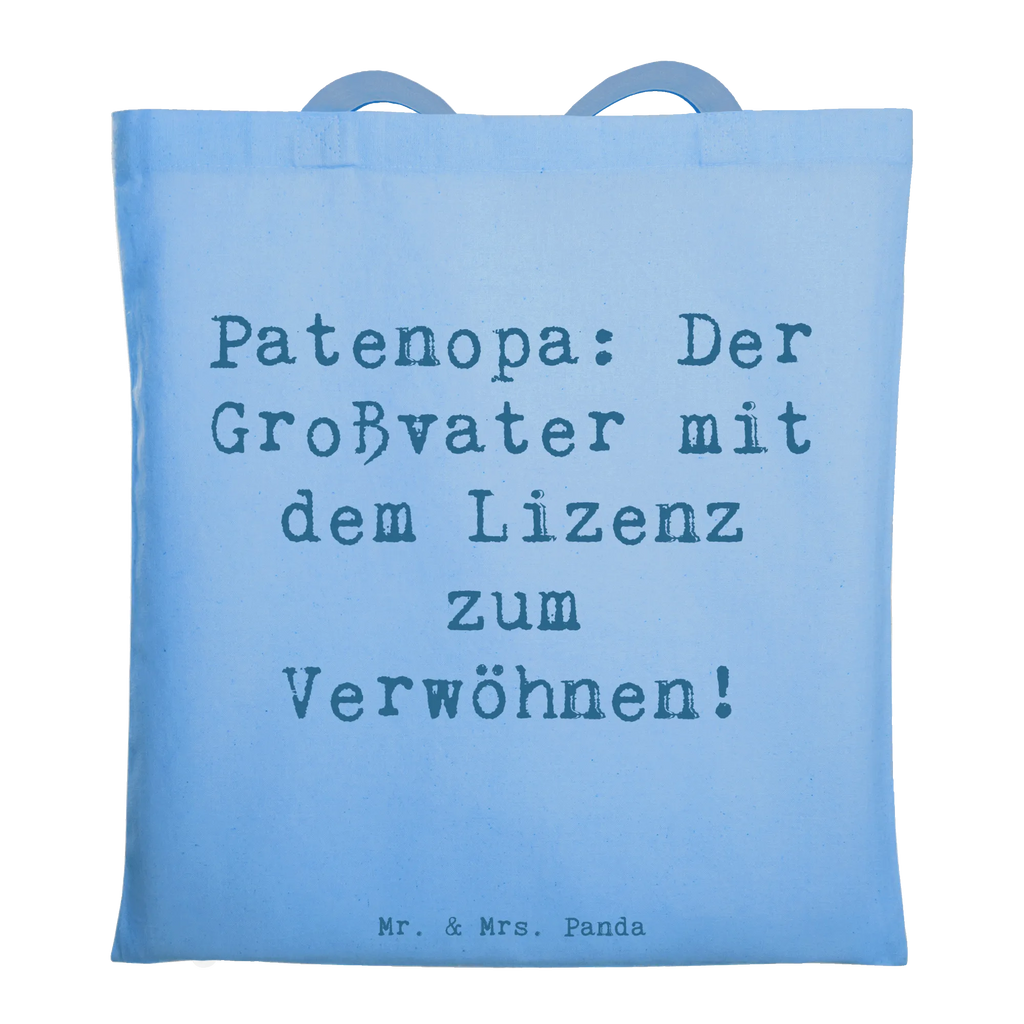 Tote bag Saying Patenopa: Der Großvater mit dem Lizenz zum Verwöhnen! Stoffbeutel, Umhängetasche, Badetasche, Jutetasche, Beuteltasche, Shopper, Tasche, Einkaufstasche, Jutebeutel, Strandtasche, Stofftasche, Laptoptasche, Beutel, Einkaufstüte, Schultertasche, Tragetasche, Familie, Vatertag, Muttertag, Bruder, Schwester, Mama, Papa, Oma, Opa