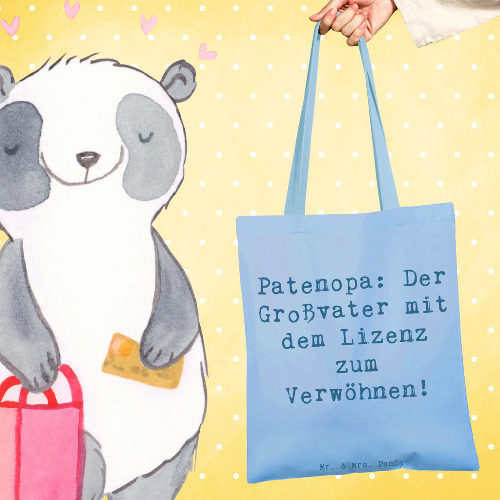 Tote bag Saying Patenopa: Der Großvater mit dem Lizenz zum Verwöhnen! Stoffbeutel, Umhängetasche, Badetasche, Jutetasche, Beuteltasche, Shopper, Tasche, Einkaufstasche, Jutebeutel, Strandtasche, Stofftasche, Laptoptasche, Beutel, Einkaufstüte, Schultertasche, Tragetasche, Familie, Vatertag, Muttertag, Bruder, Schwester, Mama, Papa, Oma, Opa
