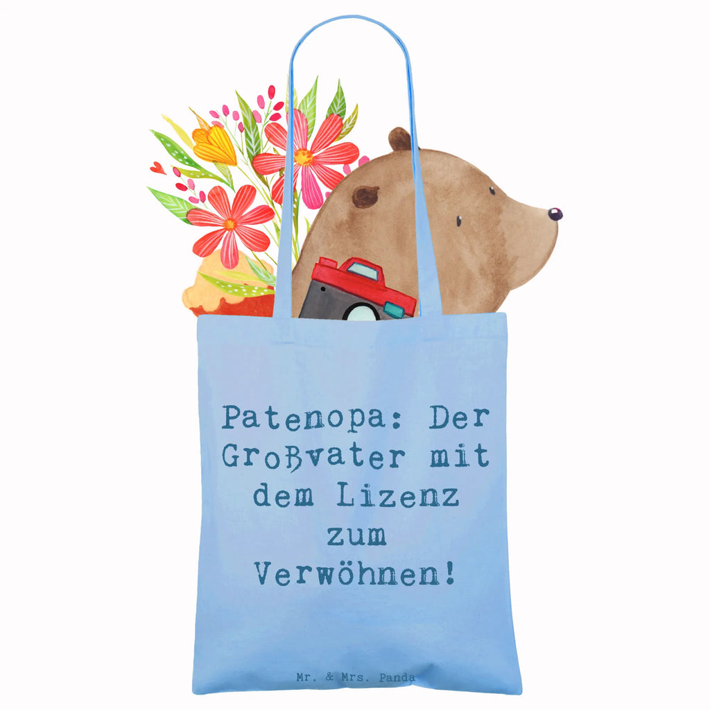 Tote bag Saying Patenopa: Der Großvater mit dem Lizenz zum Verwöhnen! Stoffbeutel, Umhängetasche, Badetasche, Jutetasche, Beuteltasche, Shopper, Tasche, Einkaufstasche, Jutebeutel, Strandtasche, Stofftasche, Laptoptasche, Beutel, Einkaufstüte, Schultertasche, Tragetasche, Familie, Vatertag, Muttertag, Bruder, Schwester, Mama, Papa, Oma, Opa