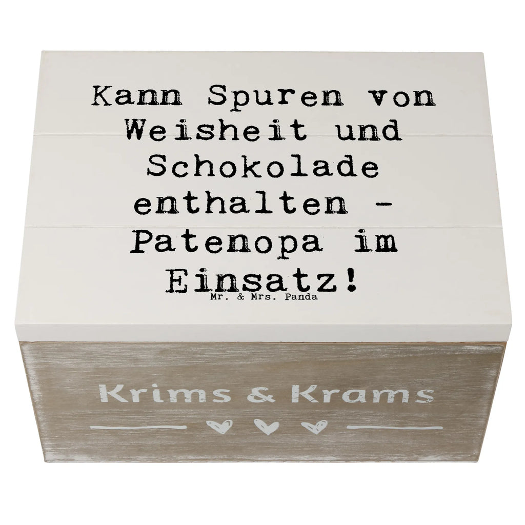 Holzkiste Spruch Patenopa und Weisheit Holzkiste, Aufbewahrungsbox, XXL, Kiste, Dekokiste, Geschenkdose, Geschenkbox, Erinnerungsbox, Schatzkiste, Schatulle, Erinnerungskiste, Truhe, Familie, Vatertag, Muttertag, Bruder, Schwester, Mama, Papa, Oma, Opa