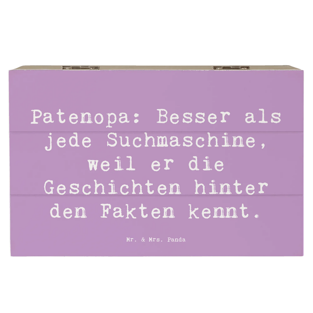Wooden chest Saying Patenopa: Besser als jede Suchmaschine, weil er die Geschichten hinter den Fakten kennt. Kiste, Erinnerungskiste, Holzkiste, Aufbewahrungsbox, Schatzkiste, Geschenkbox, Schatulle, XXL, Erinnerungsbox, Dekokiste, Geschenkdose, Truhe, Familie, Vatertag, Muttertag, Bruder, Schwester, Mama, Papa, Oma, Opa